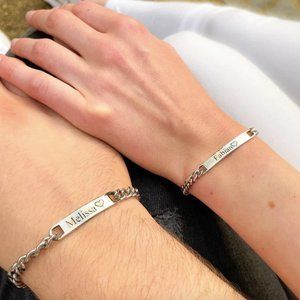 Couples Engraved Bracelet Set With Box